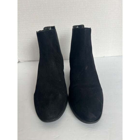 Alex Marie Black Suede Leather Chelsea Pull On Stretch Band Sides Ankle Boots 8M - Picture 3 of 10